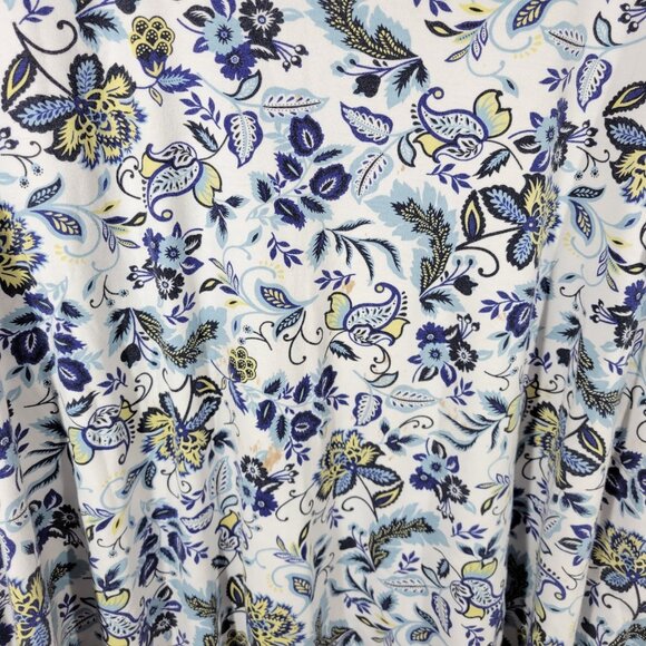 Basic Editions Womens Top 4X Plus Tee Short Sleeve Blue Yellow Floral FLO258E - Picture 4 of 8